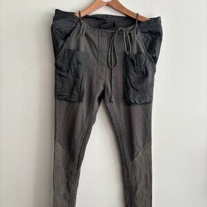 Haider Ackermann Drawstring Cotton Silk Leather Tapered Trousers/Lounge Pants 36